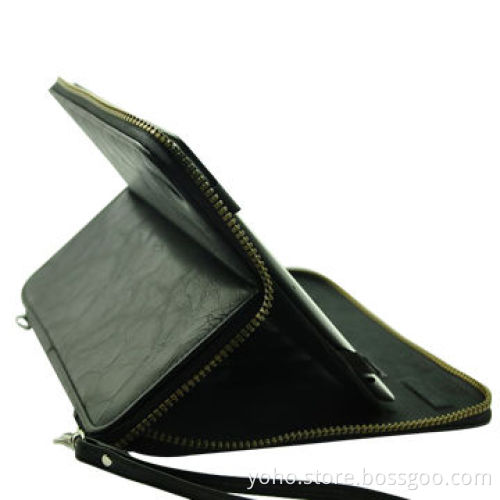 Skin Leather Case for New iPad with Zipper